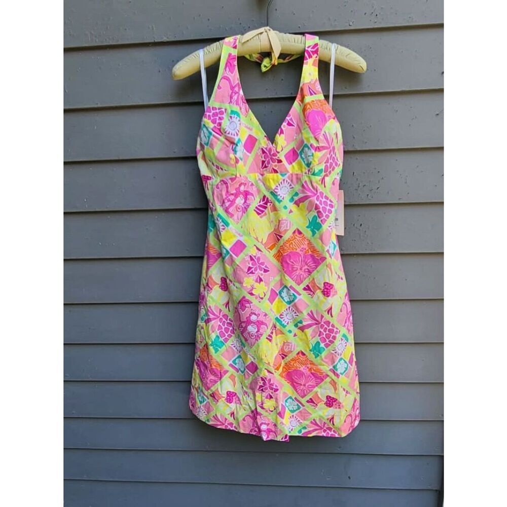 Lilly Pulitzer Vintage Pink Monkey White Label Halter Dress NWT